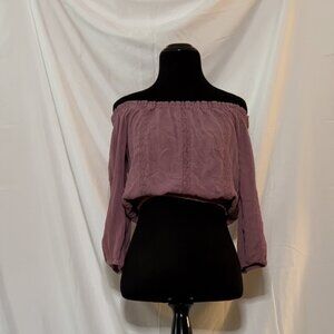 Women’s flowey, Muted-purple, off-the-shoulder  crop top.